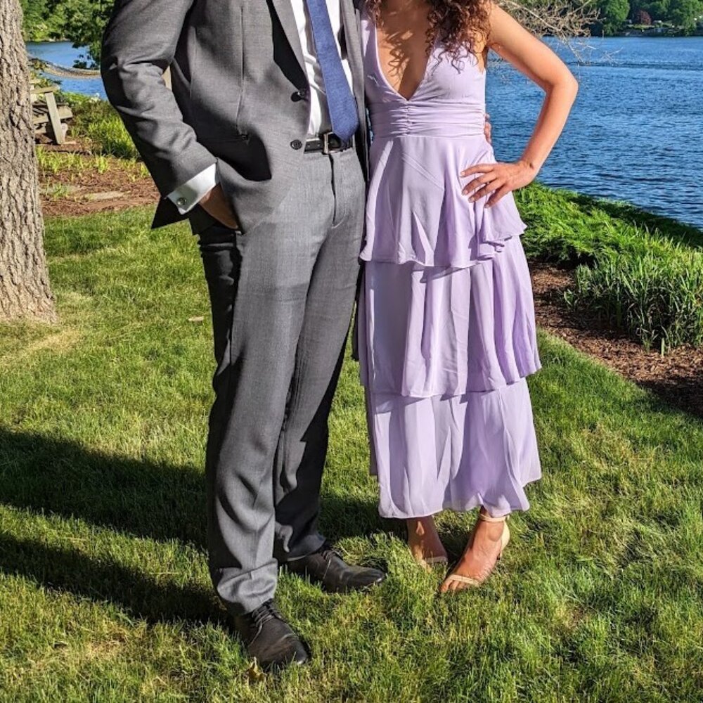 Celebration Time Lavender Sleeveless Tiered Midi Dress, Medium